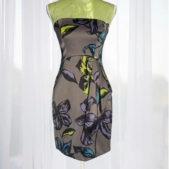 Kensie Strapless Floral Cocktail Dress – Size 4 - Picture 2 of 8